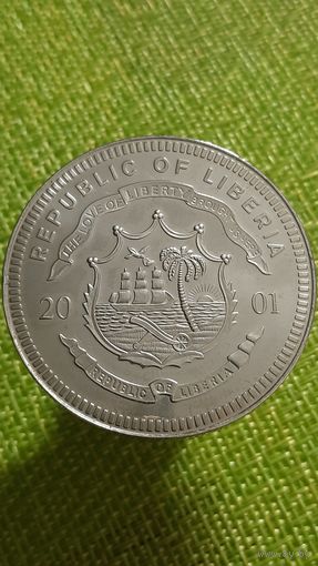 Либерия 5 долларов 2001 г ( Большая монета , new European Currency )