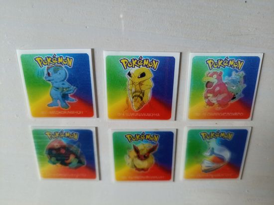 Карточки Покемон (Pokemon) с переливными картинками - 6 шт.