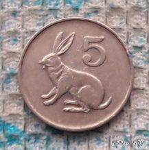 Зимбабве 5 центов 1991 года, UNС. Заяц.