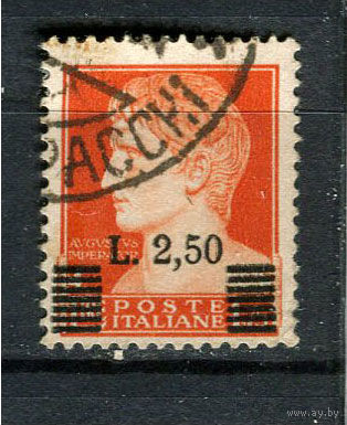 Королевство Италия - 1945 - Надпечатка нового номинала 2,5L на 1,75L - [Mi.669] - 1 марка. Гашеная.  (Лот 90ER)-T7P10