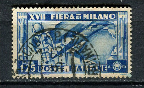 Королевство Италия - 1936 - Символ торговли и карта Италии 1,25L - [Mi.546] - 1 марка. Гашеная.  (Лот 35ES)-T5P17