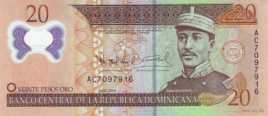 Доминиканская республика 20 песо образца 2009 года UNC p182