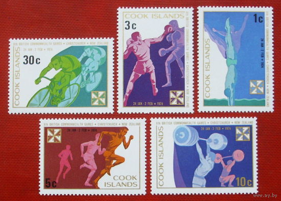 Остров Кука. Спорт. ( 5 марок ) 1974 года. 10-18.