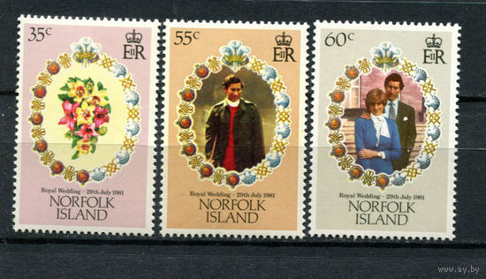 Остров Норфолк - 1981 - Свадьба принца Чарльза и леди Дианы - [Mi. 264-266] - полная серия - 3 марки. MNH.  (Лот 161AN)