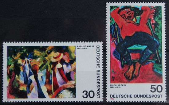 Картины немецких экспрессионистов, Германия, 1974 год, 2 марки