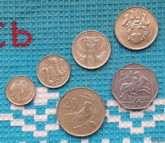 Кипр набор монет 1, 2, 5, 10, 20 (птица), 50 центов.
