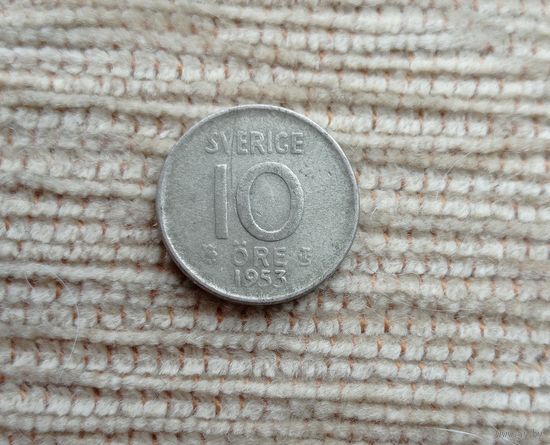 Werty71 Швеция 10 эре 1953 серебро