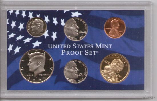 Годовой набор монет США 2005 г. с одним долларом Сакагавея "Парящий орел" двор S (1; 10; 25; 50 центов + 1 доллар) _Proof Set