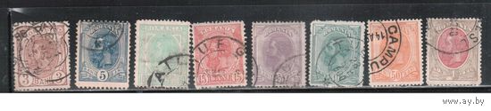 Румыния-1893, (Мих.101-109)  гаш. , Стандарт, Король Карл I, с ВЗ , 8 марок