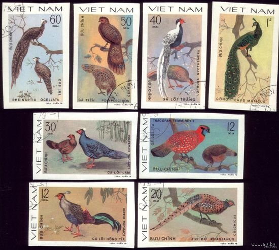 8 марок 1979 год Вьетнам Райские птицы Беззубцовки