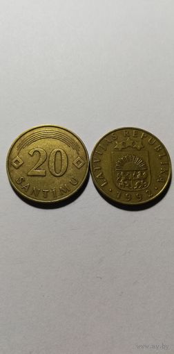 Латвия 20 сантимов, 1992.2007.