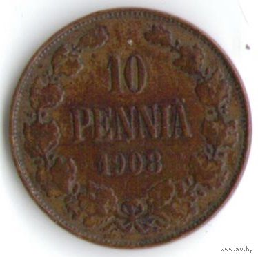 10 пенни 1908 год _состояние XF+