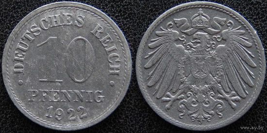 YS: Германия, 10 пфеннигов 1922, цинк, KM# 26 (1)