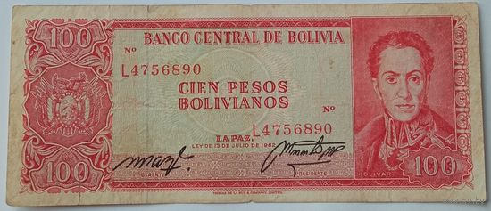 Боливия 100 Песо 1962 VF 453