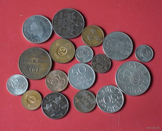 Швеция набор из 17 монет