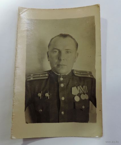 Фото офицера ветерана 2-й мировой. СССР. Размер 6-9 см.