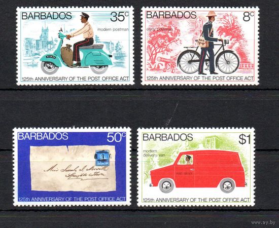 125 лет закона о почтовой связи Барбадос 1976 год серия из 4-х марок