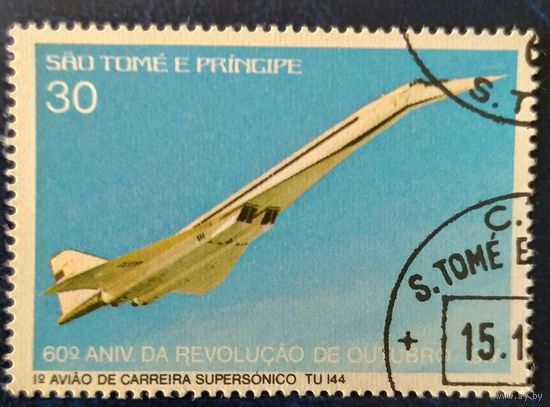 Сан-Томе и Принсипи 1977 История авиаций , 60л революций. 2.60 михилей.