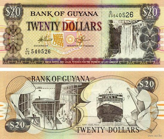 Гайана 20 долларов 2018 год  UNC