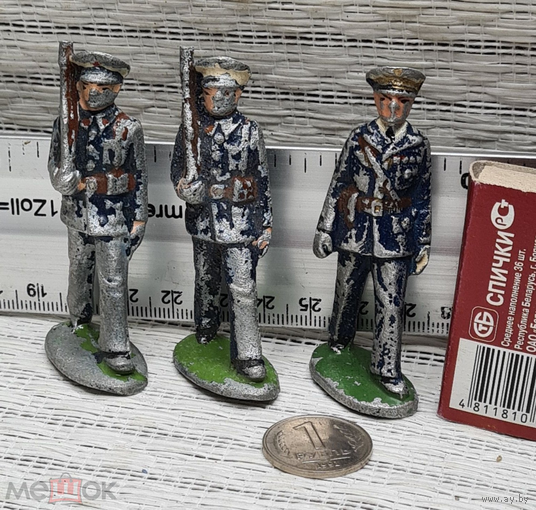 Старый Набор лот 3 алюминий солдатика армия офицер солдат