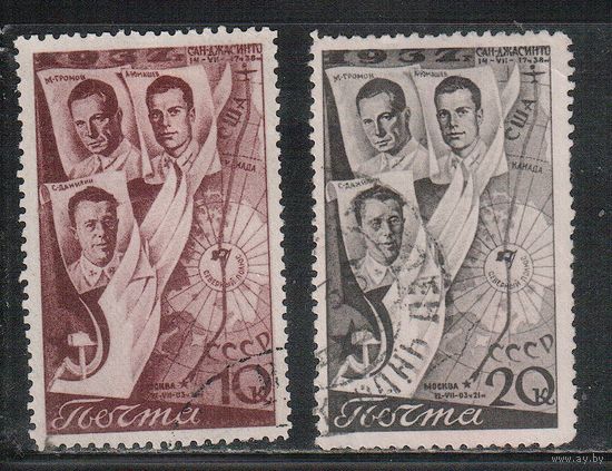 СССР-1938, (Заг.501-502) гаш.    , Авиация, 2-й полет СССР-США