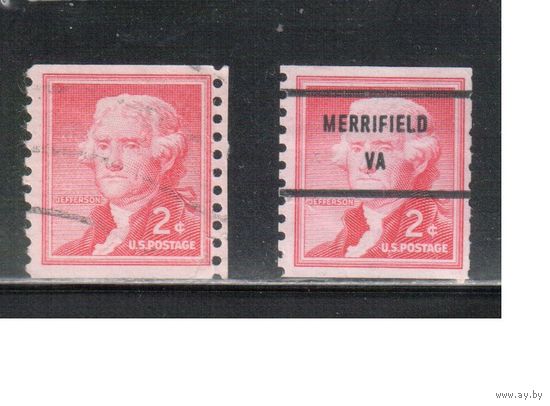 США-1954, (Мих.654 С), гаш.  , Стандарт, Известные американцы, Джефферсон, Живопись, ,цена за 1 м на выбор