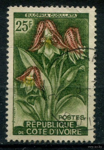 Кот д'Ивуар - 1961/62г. - цветы, 25 F - 1 марка - гашёная. Без МЦ!