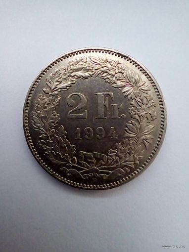 Швейвария 2 франка 1994 г.
