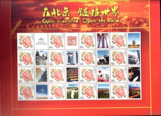 Малый лист в буклете и в подарочной папке 2004 год Китай Цветок