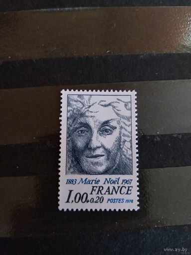 1978 Франция Мари Ноель поэтесса искусство культура чистая клей MNH выпускалась одиночкой (3-2)