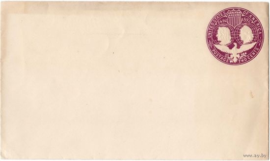 Почт. конверт, США, 1892 г., вод. знак