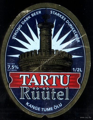 Этикетка пиво Tartu Ruutel Эстония б/у Ф191