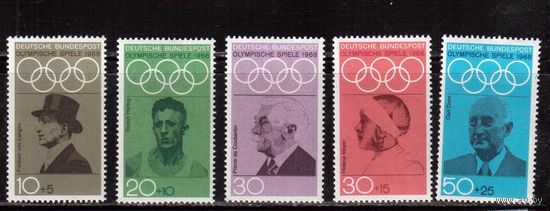 Германия(ФРГ)-1968,(Мих.561-565), ** ,  Спорт, ОИ-1968