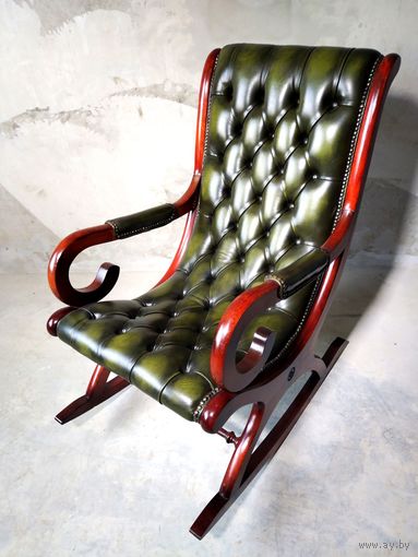 Английское кожаное кресло качалка Chesterfield