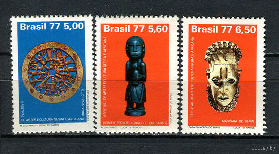 Бразилия - 1977 - Искусство - (незначительное пятно на клее у ном. 6,5) - [Mi. 1578-1580] - полная серия - 3 марки. MNH.  (Лот 27CJ)