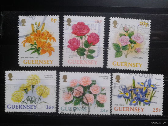 Гернси 1992-7 Стандарт, цветы Михель-3,8 евро гаш