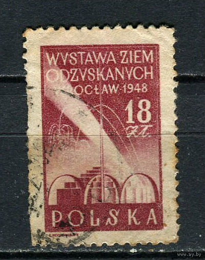 Польша - 1948 - Выставка, посвященная восстановлению польских территорий 18Zt - [Mi.495] - 1 марка. Гашеная.  (Лот 9ET)-T5P1