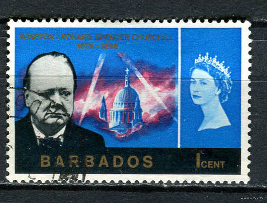 Британские колонии - Барбадос - 1966 - Сэра Уинстон Черчилль 1С - [Mi.249] - 1 марка. Гашеная.  (Лот 79Dh)