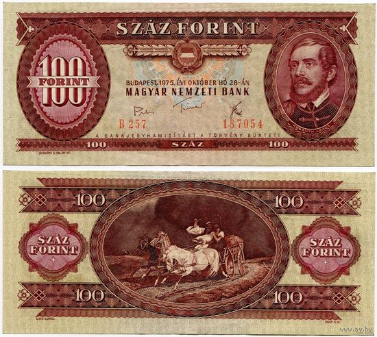 Венгрия. 100 форинтов (образца 1975 года, P171e, XF)