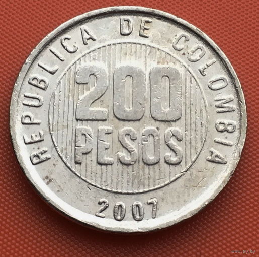 119-07 Колумбия, 200 песо 2007 г. Единственное предложение монеты данного года на АУ