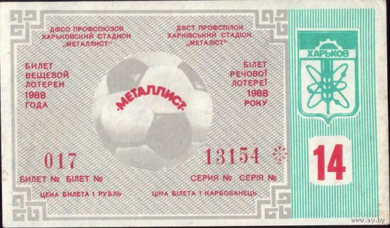 1988 год Харьков Металлист Футбол 14-й тираж