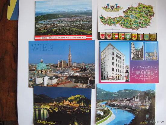 6 почтовых открыток из Австрии (Вена, Зальцбург, Линц)