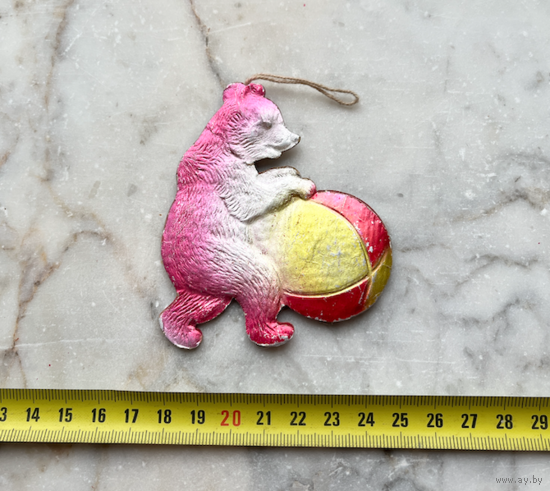 Ёлочная игрушка медведь картонаж СССР большая