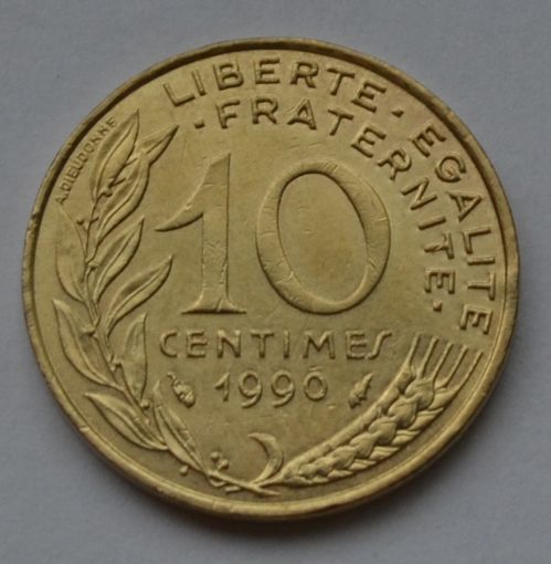 Франция, 10 сантимов 1990 г.