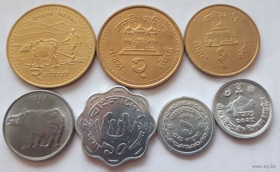 Набор монет Азии. Бангладеш, Непал, Индия, unc.