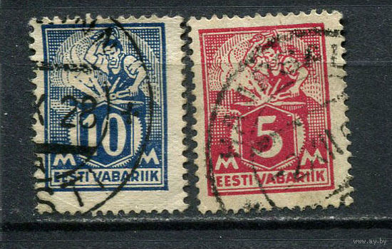 Эстония - 1922/1924 - Кузнец - 2 марки. Гашеные.  (Лот 61ES)-T5P17