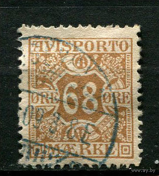 Дания - 1907 - Расчетная газетная марка 68Ore. Verrechnungsmarken - [Mi.7V x] - 1 марка. Гашеная.  (Лот 71BW)