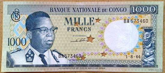 1000 франков 1964г.  -aUNC-