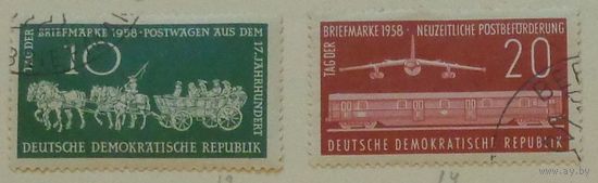 Доставка почты - карета и самолет. ГДР. Дата выпуска:1958-10-23. Полная серия