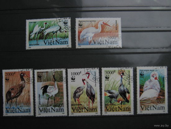 Марки - фауна, Вьетнам, птицы, журавли